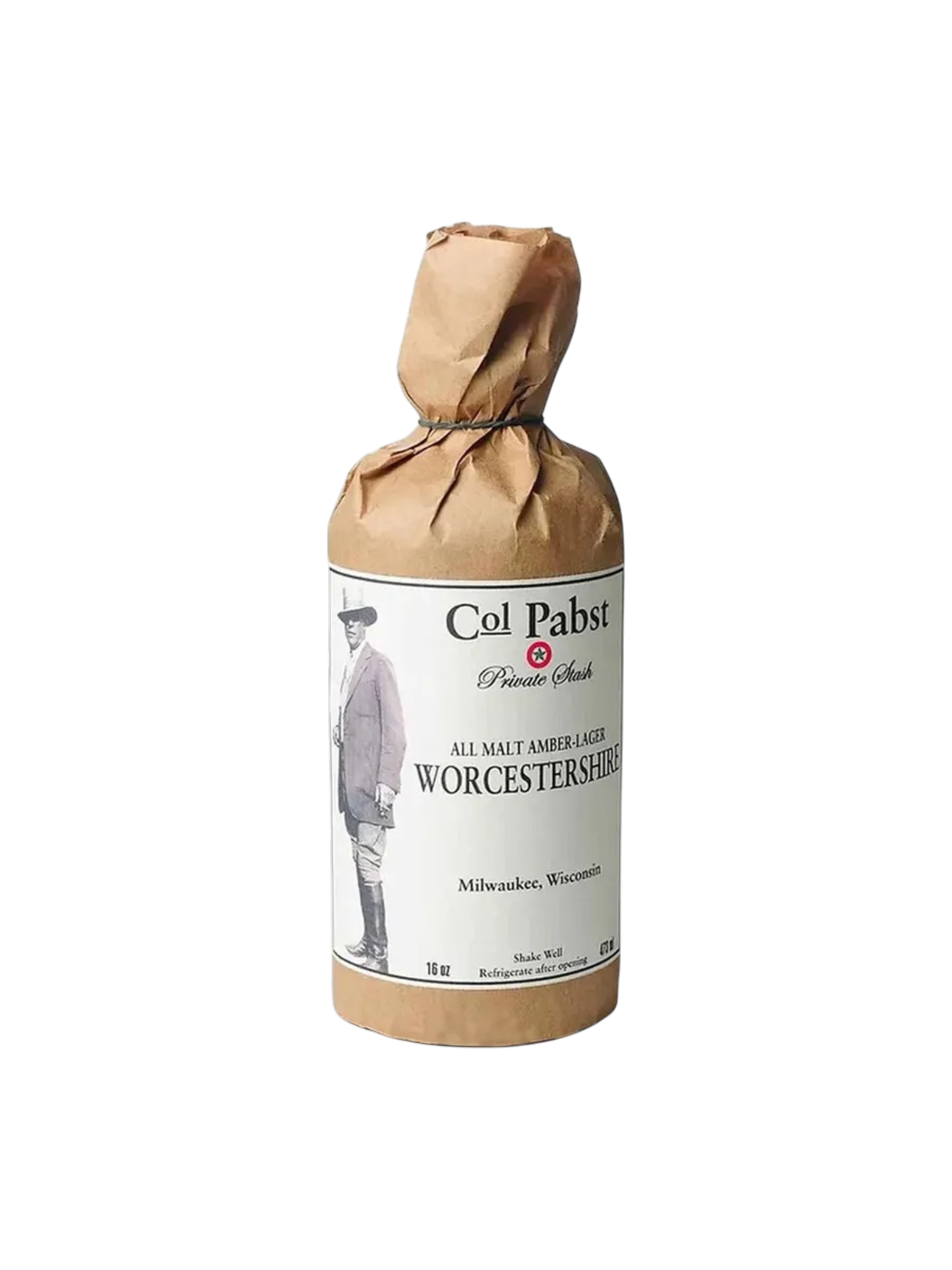 Worcestershire, Col. Pabst All-Malt Amber Lager Worcestershire Sauce, 16oz bottle