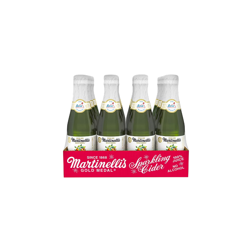 Juice, Martinelli's Sparkling Apple Cider 12 x250ml foiled glass bottle, party favor size, 33.50