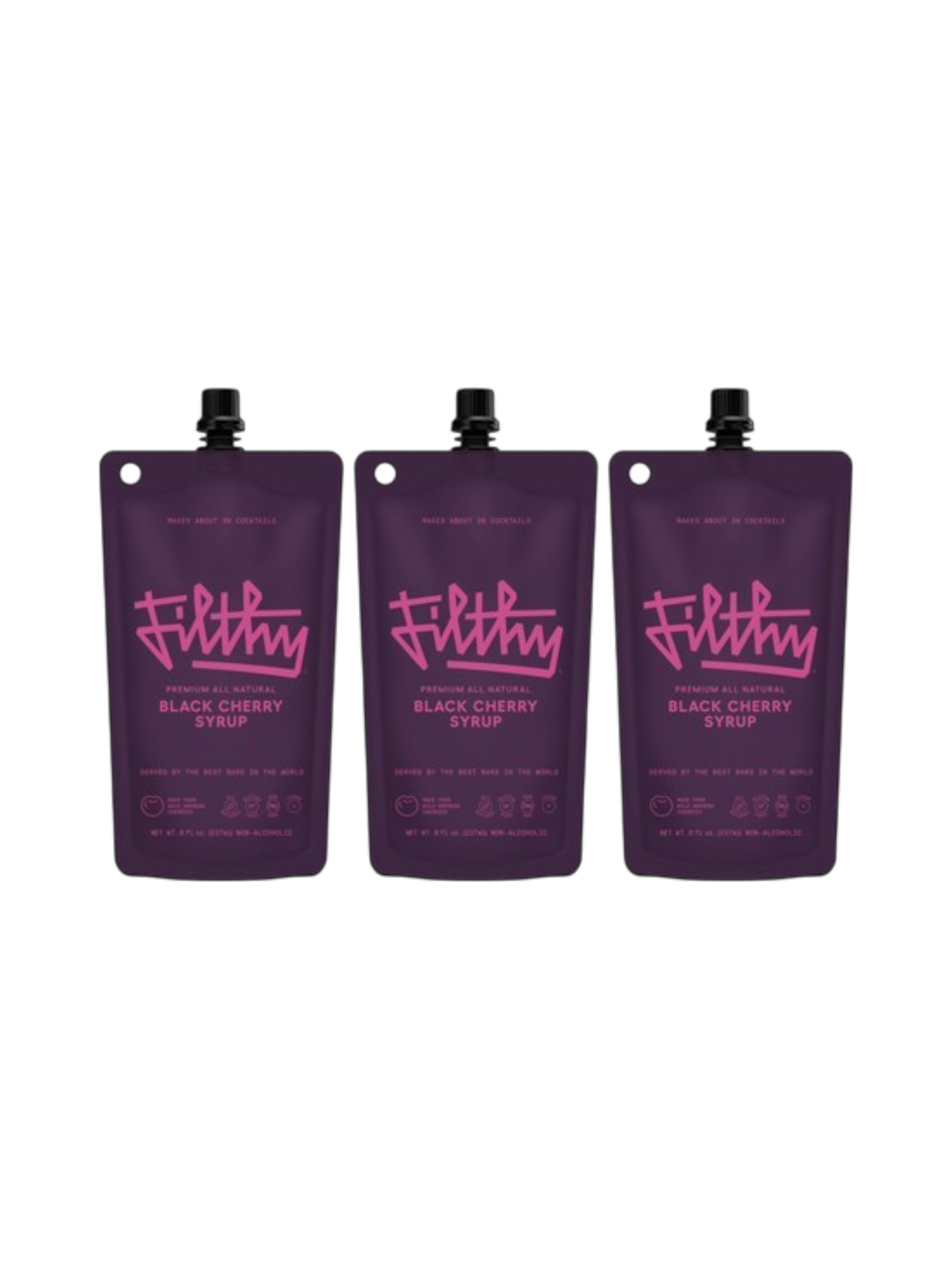 Syrup, Filthy Black Cherry Cocktail Syrup, Pack of 3x8oz pouch