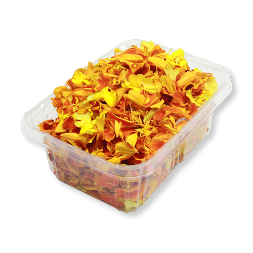 Edible Flowers, Marigold Petals, bright, multicolor, like floral confetti. Great value. 3oz container