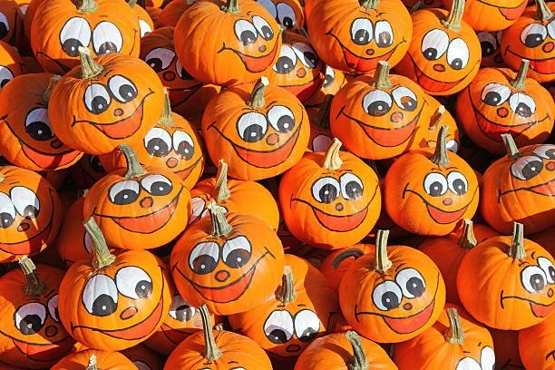 Autumn Flavor, Painted WeeBee Pumpkins 24ct case. Also available 8ct box Painted Face Pumpkins