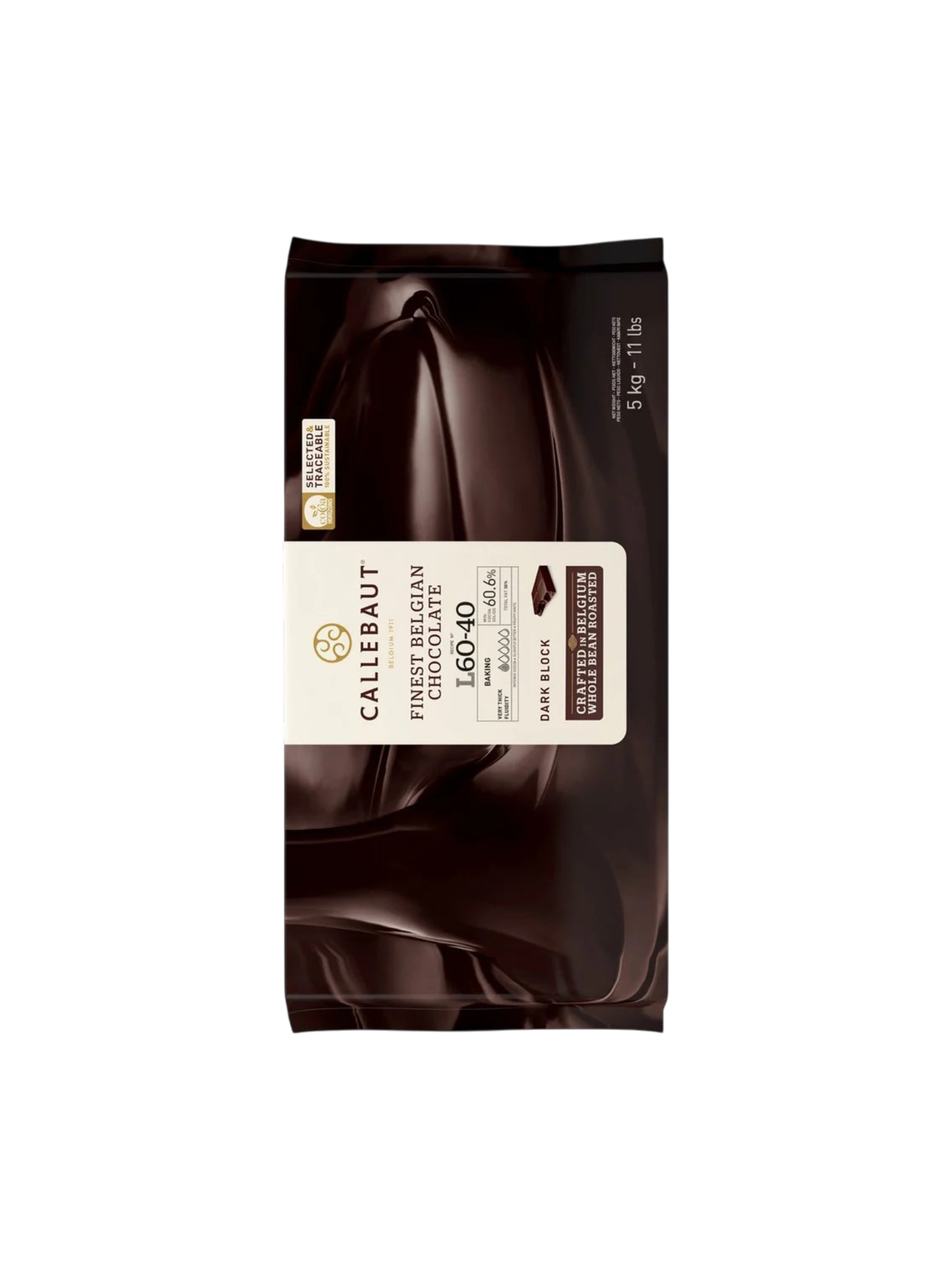Chocolate Block, Callebaut Bittersweet Chocolate Block #L6040, 60.6%, 5kg