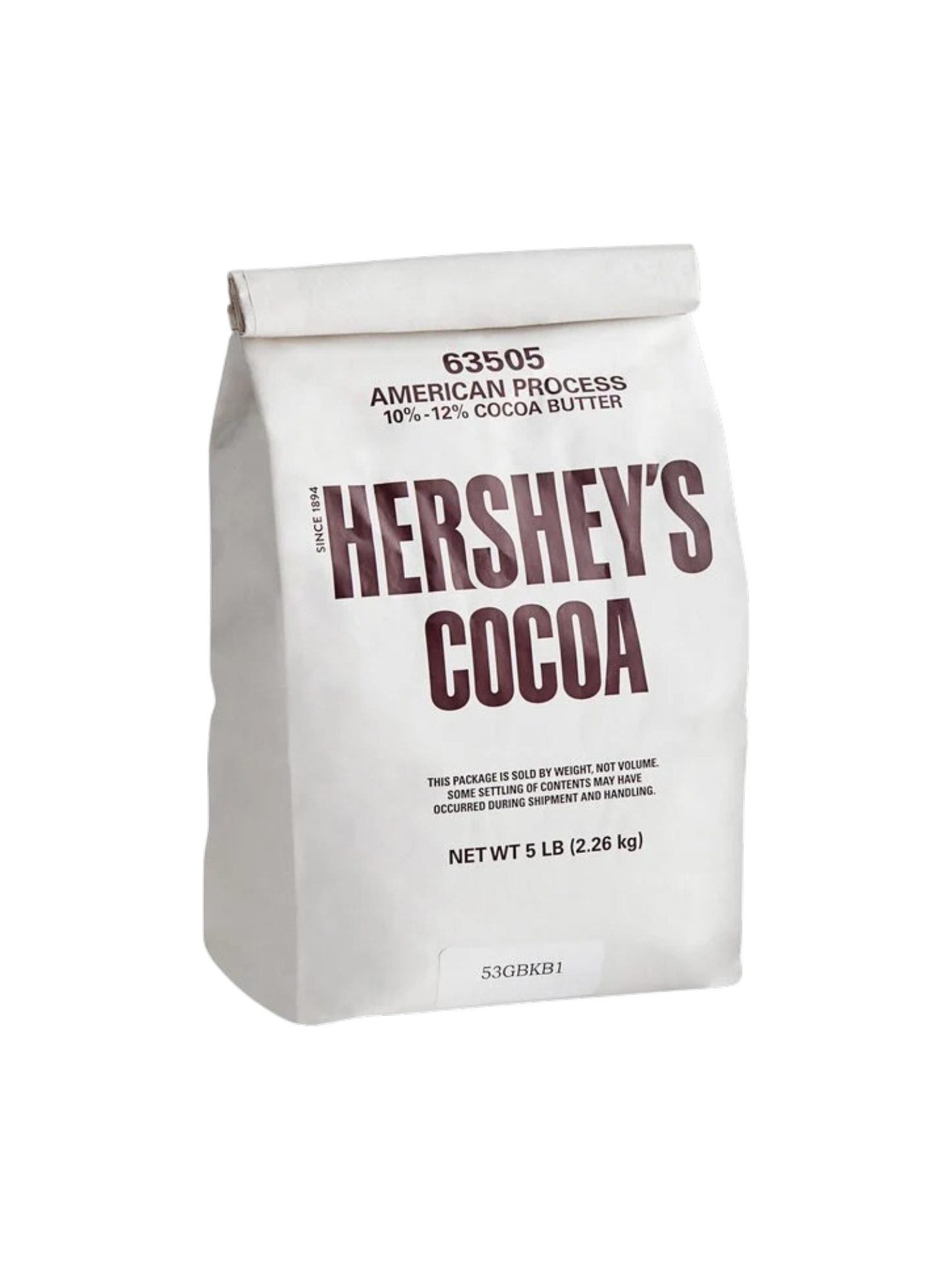Cocoa Powder, Hershey's Alkalized, 10/12% fat, 5lb bag