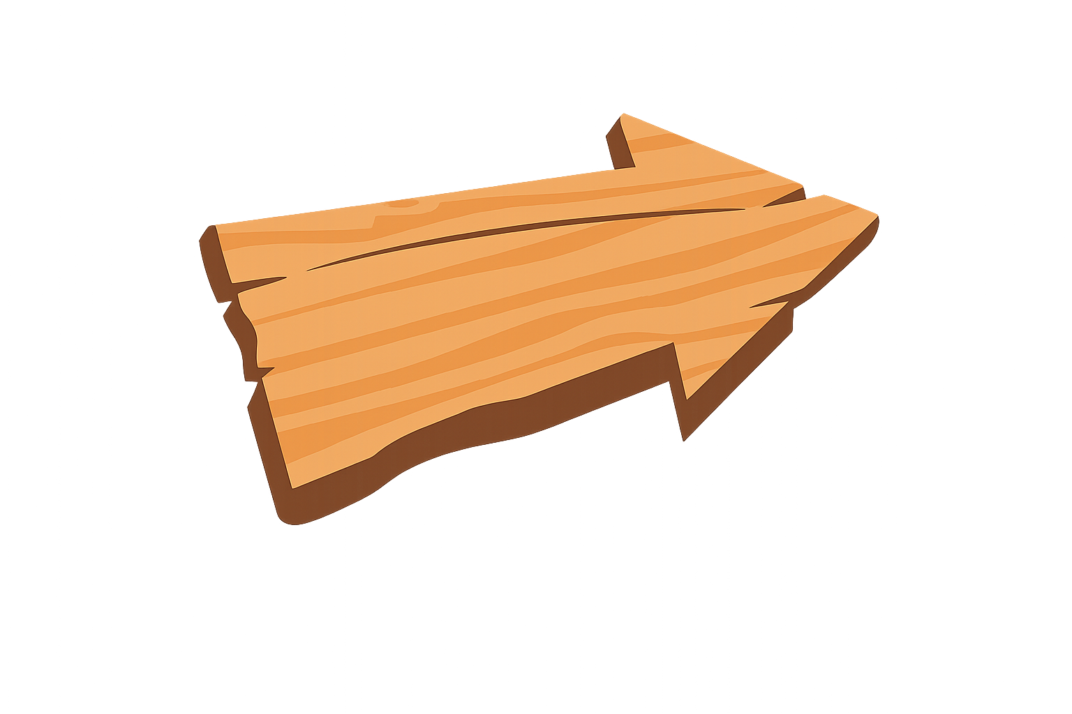 Illustration eines Holzschildes mit einer Pfeilform, der nach rechts zeigt.