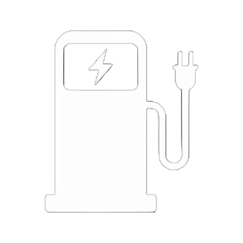Symbol für eine Ladestation für Elektroautos, dargestellt durch eine Ladestation mit Blitzsymbol und Ladekabel.