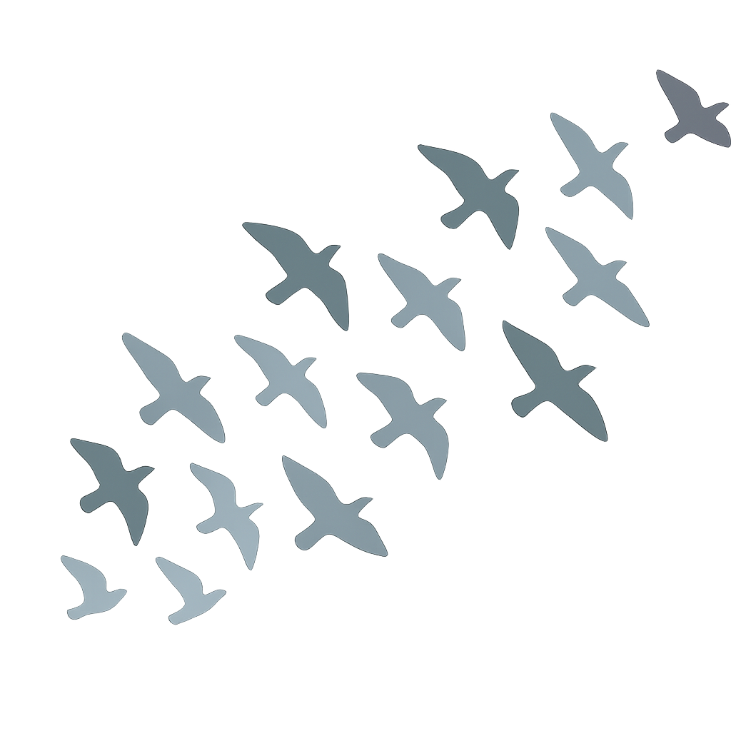 Grafik mit sich steigernden schwarzen Pfeilen, die von unten nach oben zeigen, auf einem Hintergrund mit mehreren grauen Flugzeugen, die in unterschiedliche Richtungen fliegen.