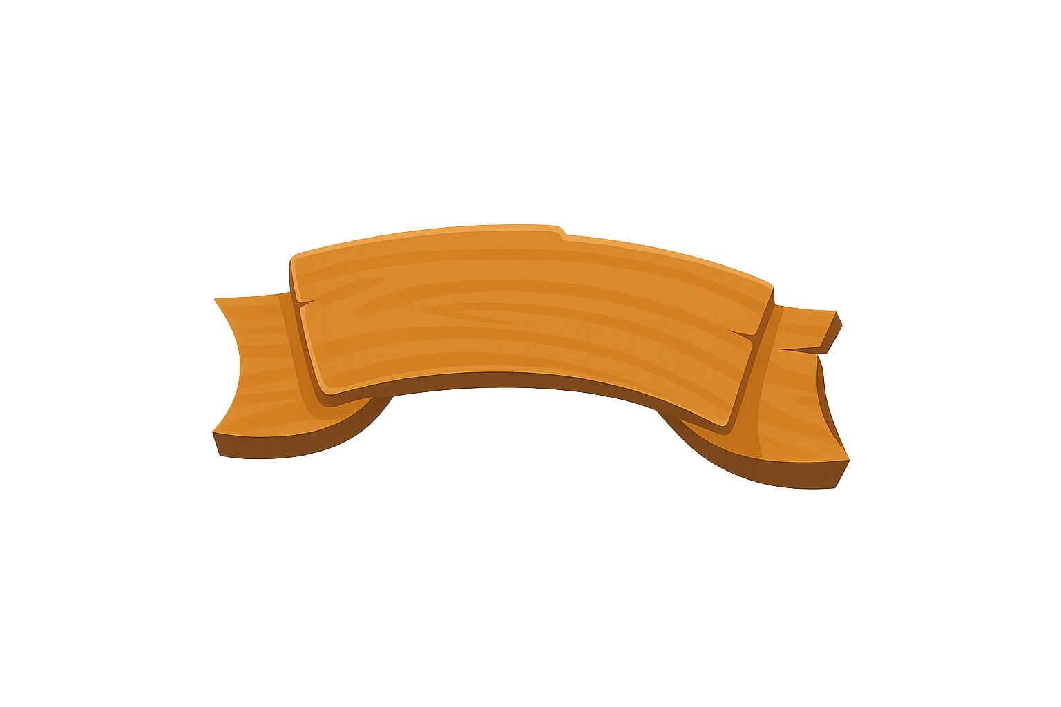 Eine große, leere, Holz-Bank auf einem Rasen vor einer weißen Wand.