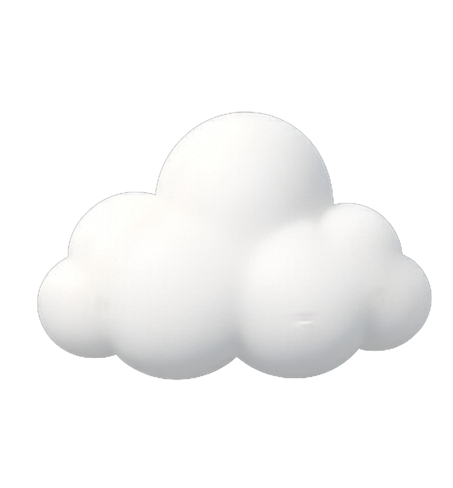 Weißer Wolken-Lautsprecher vor schwarzem Hintergrund.