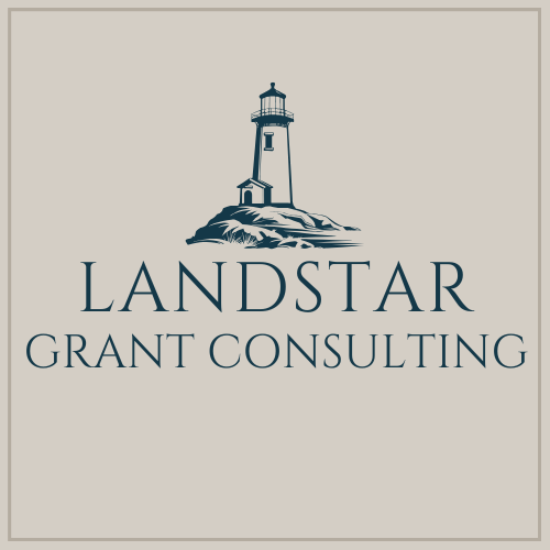 Logo for Landstar Grant Consulting featuring a lighthouse illustration.