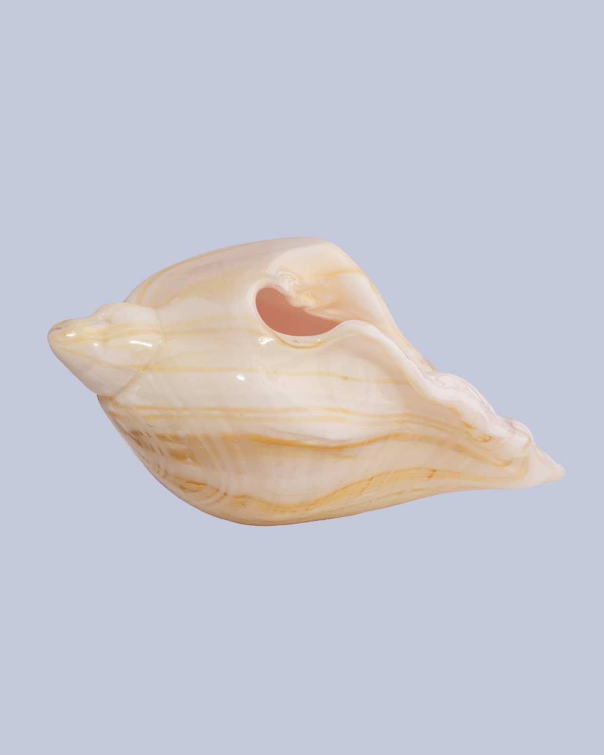 Ivory Cloud Flameworked Glass Seashell