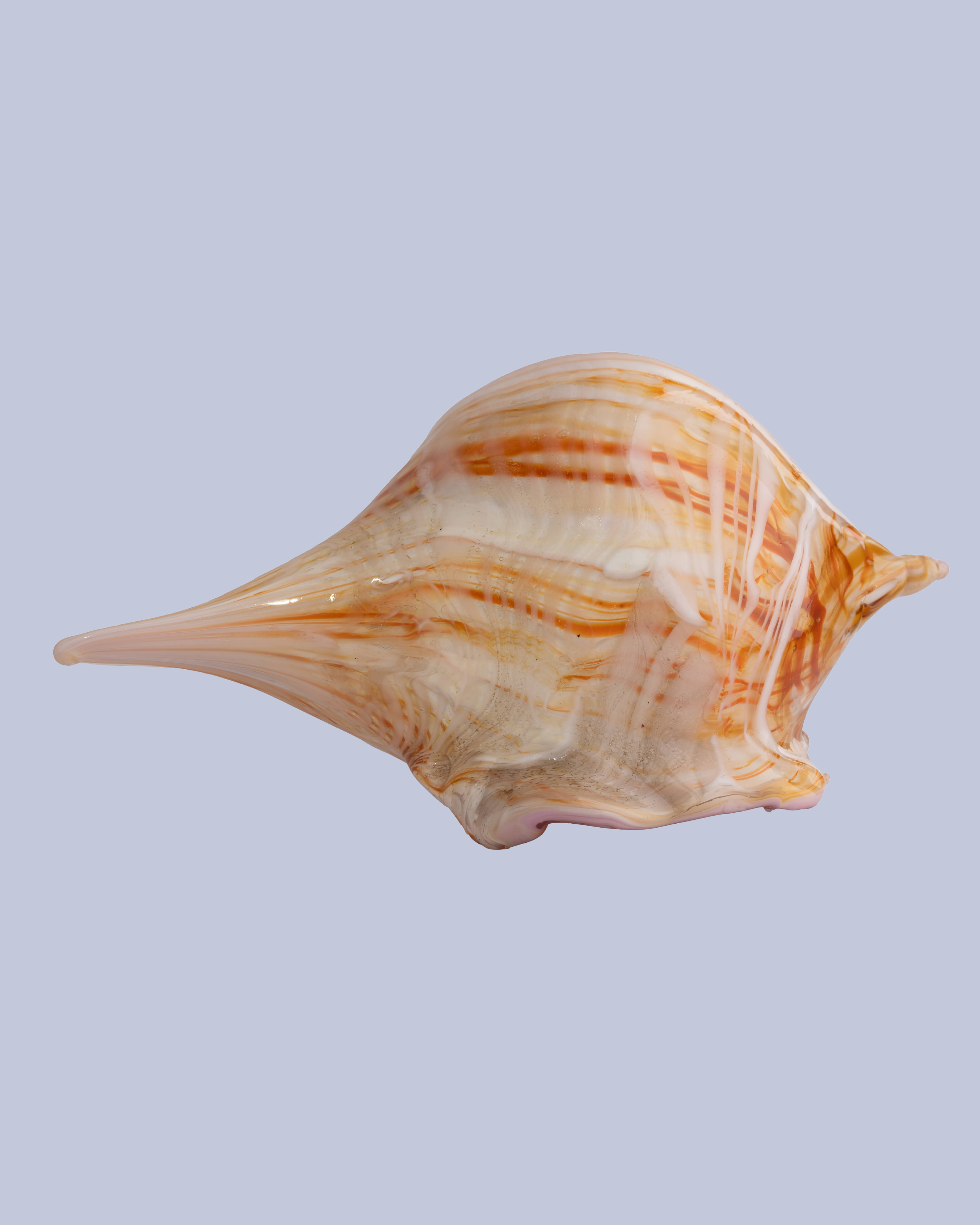 Blush Ribbon Flameworked Glass Seashell