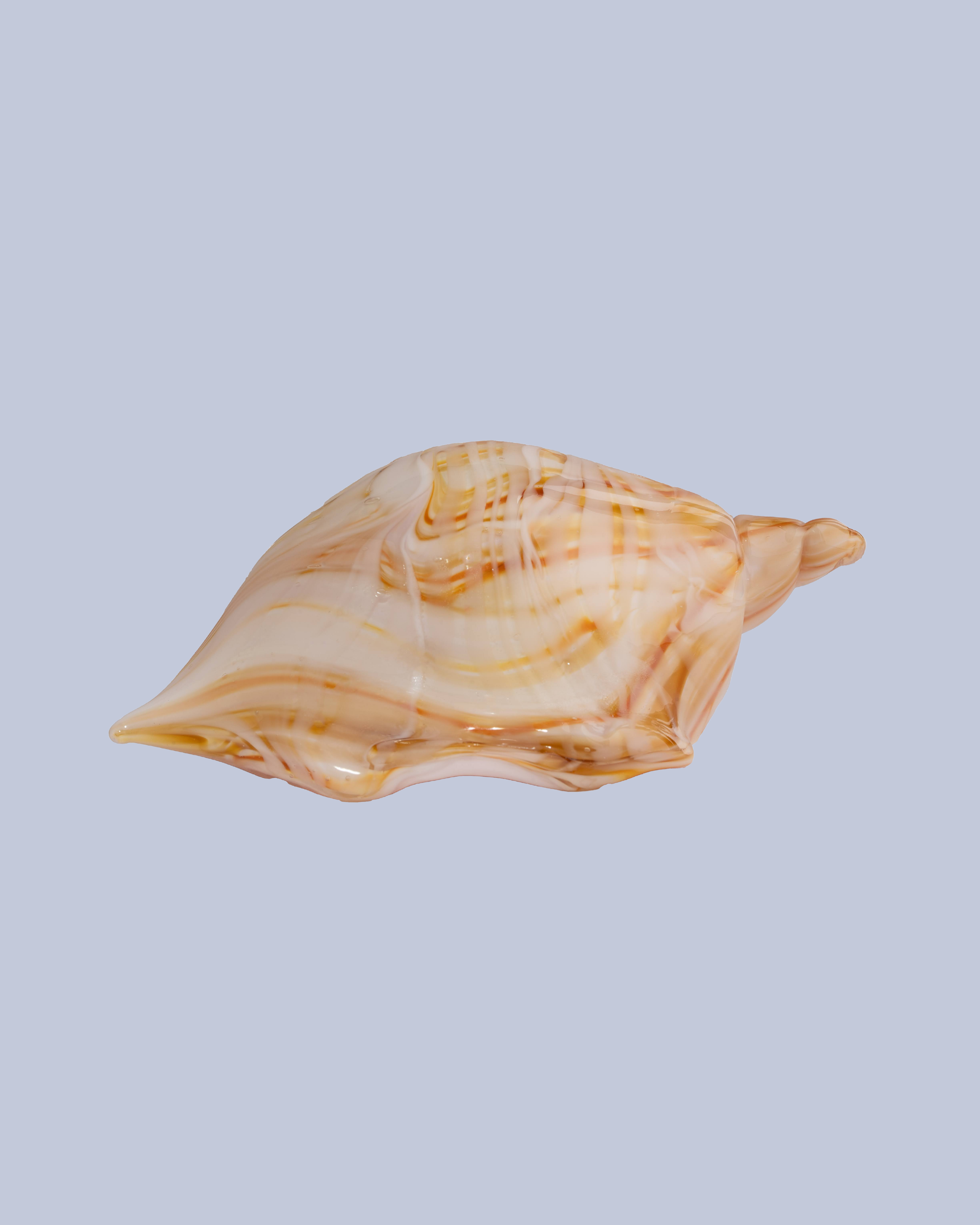 Golden Ribbon Flameworked Glass Seashell