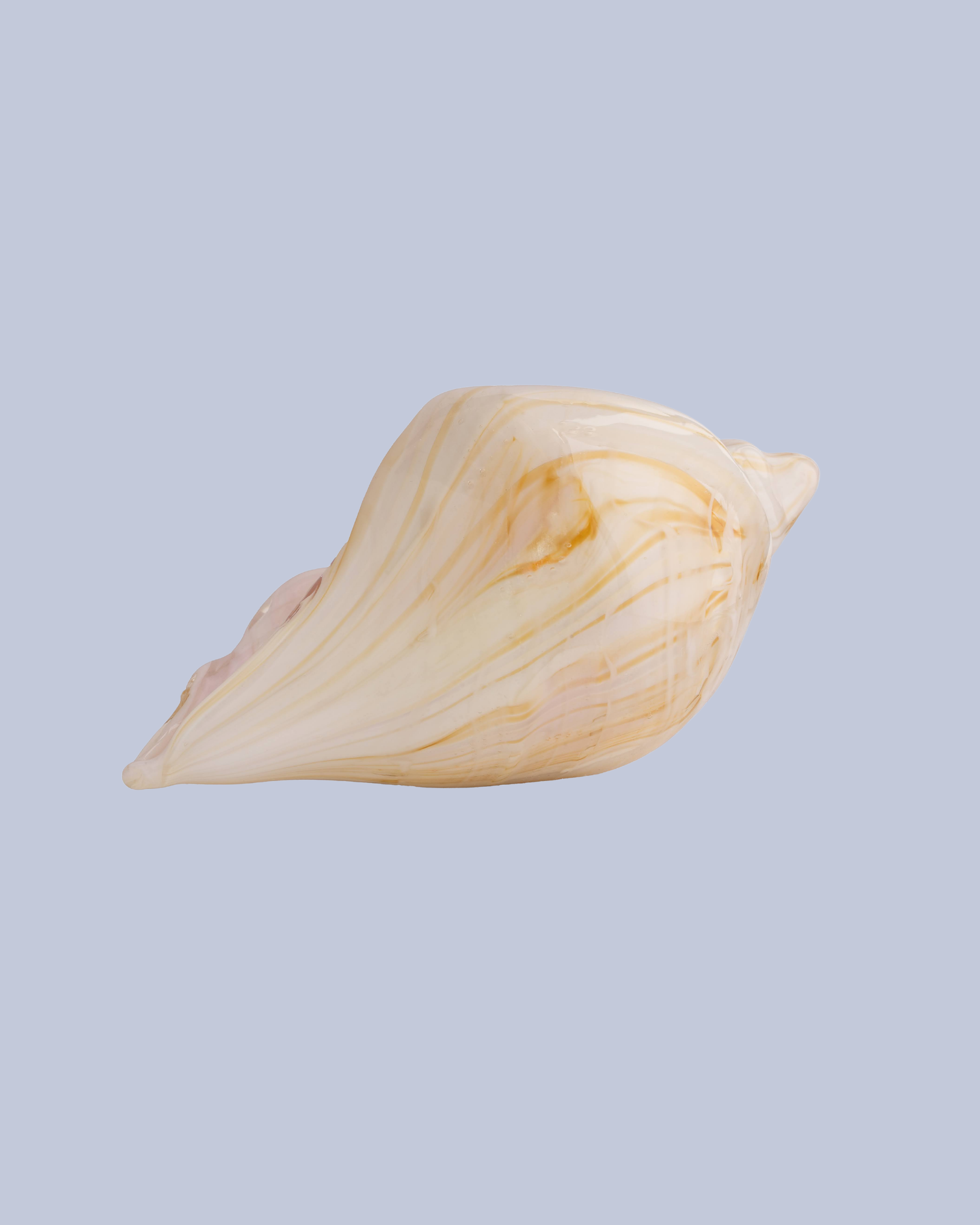 Ivory Cloud Flameworked Glass Seashell