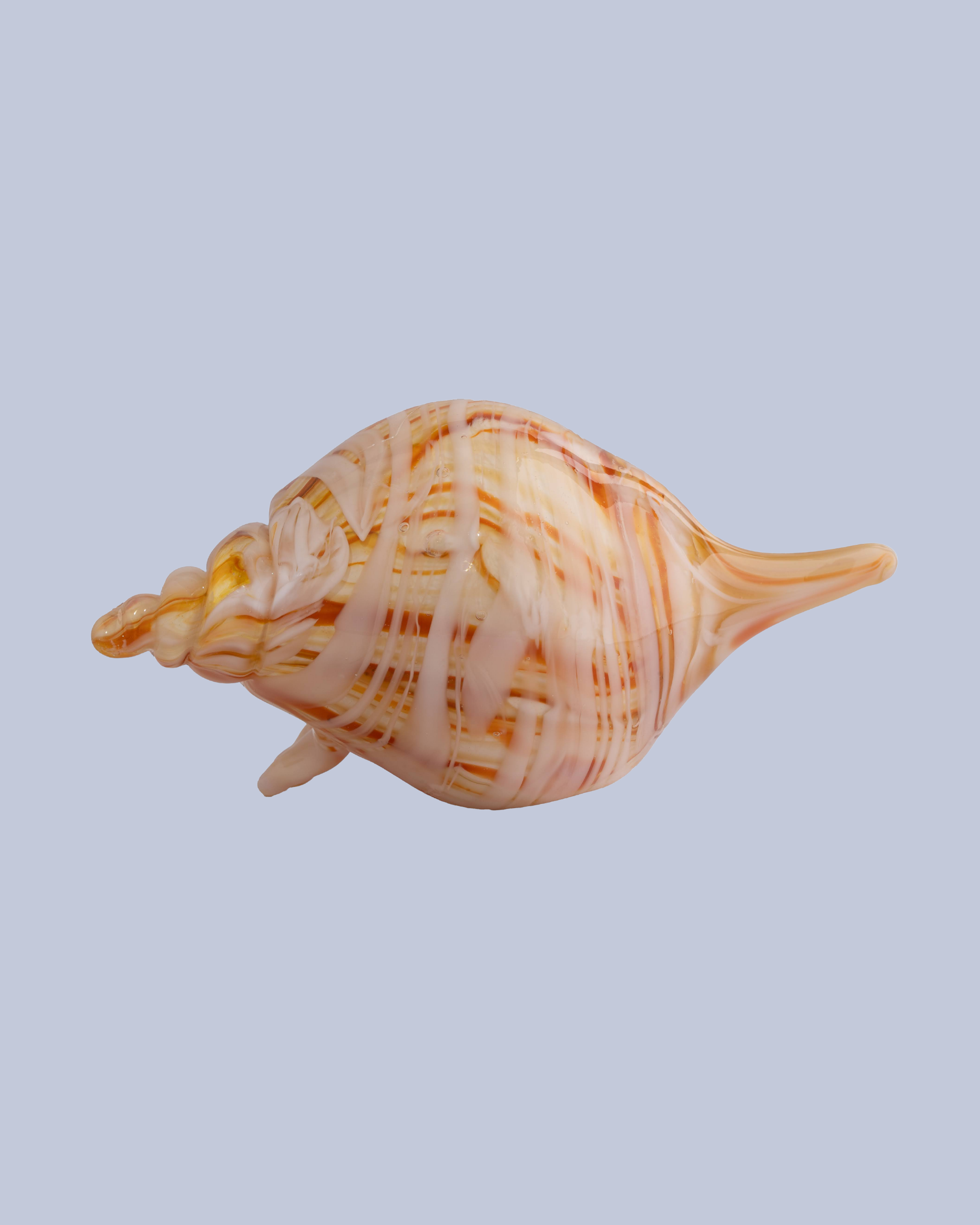 Honey Spiral Flameworked Glass Seashell