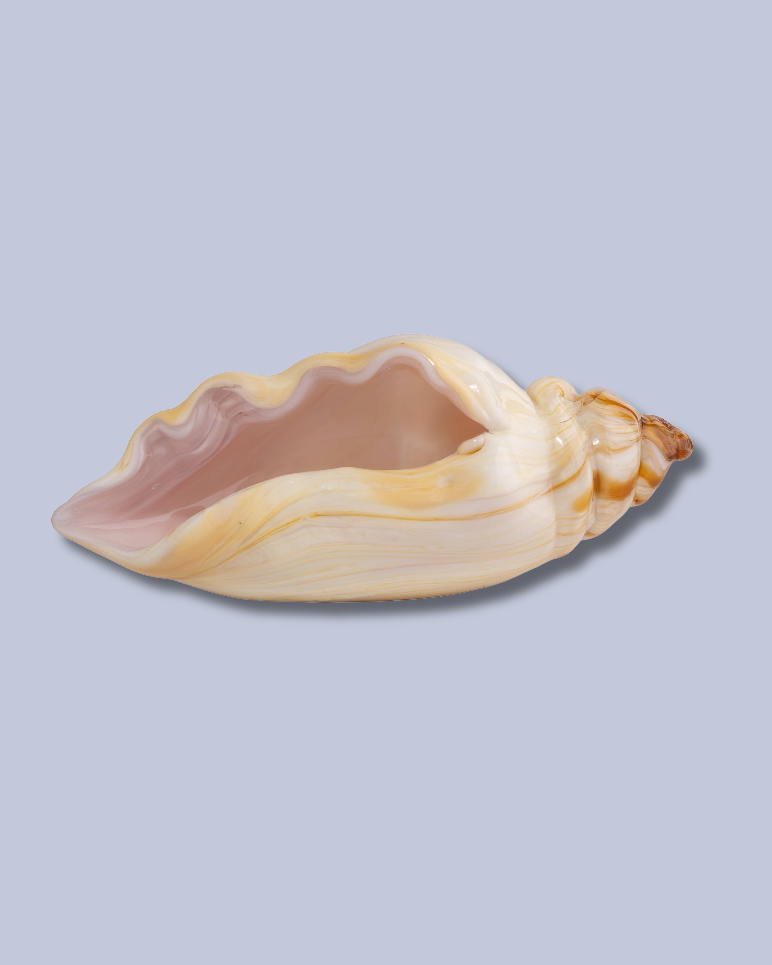 Soft Ivory Flameworked Glass Seashell