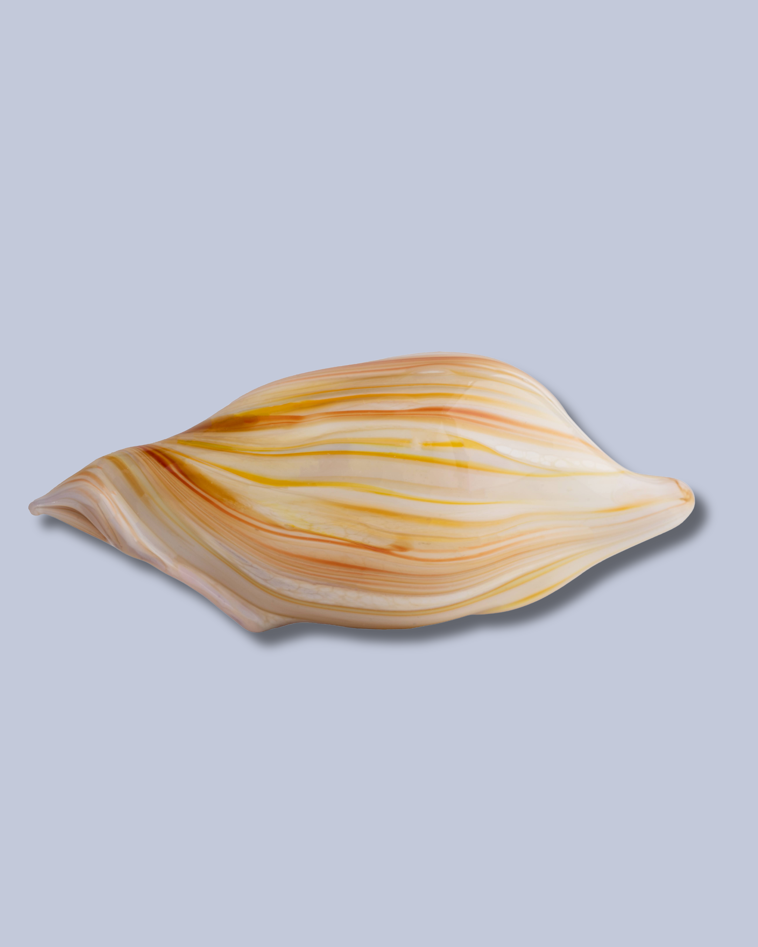 Amber Ribbon Flameworked Glass Seashell