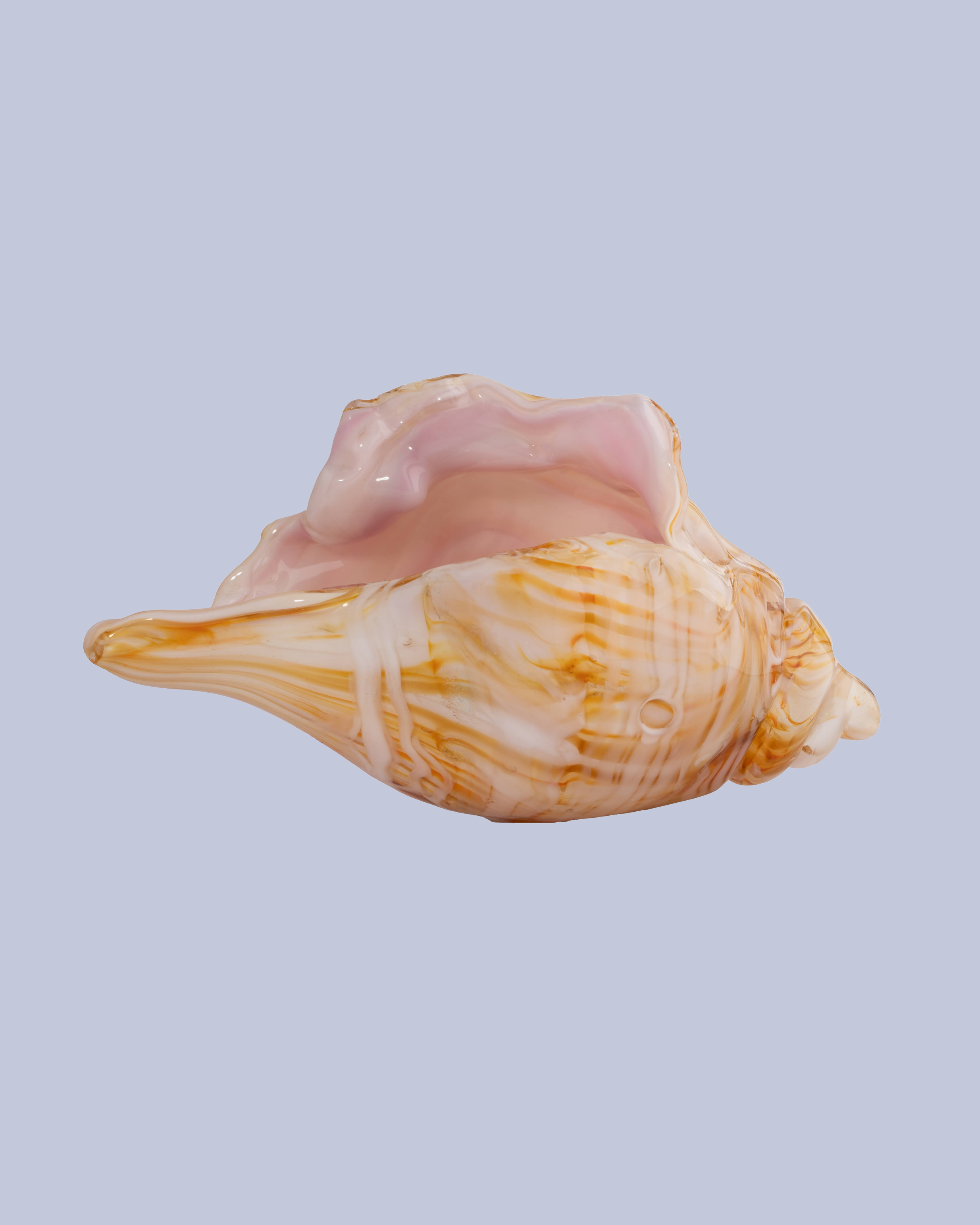 Honey Drift Flameworked Glass Seashell