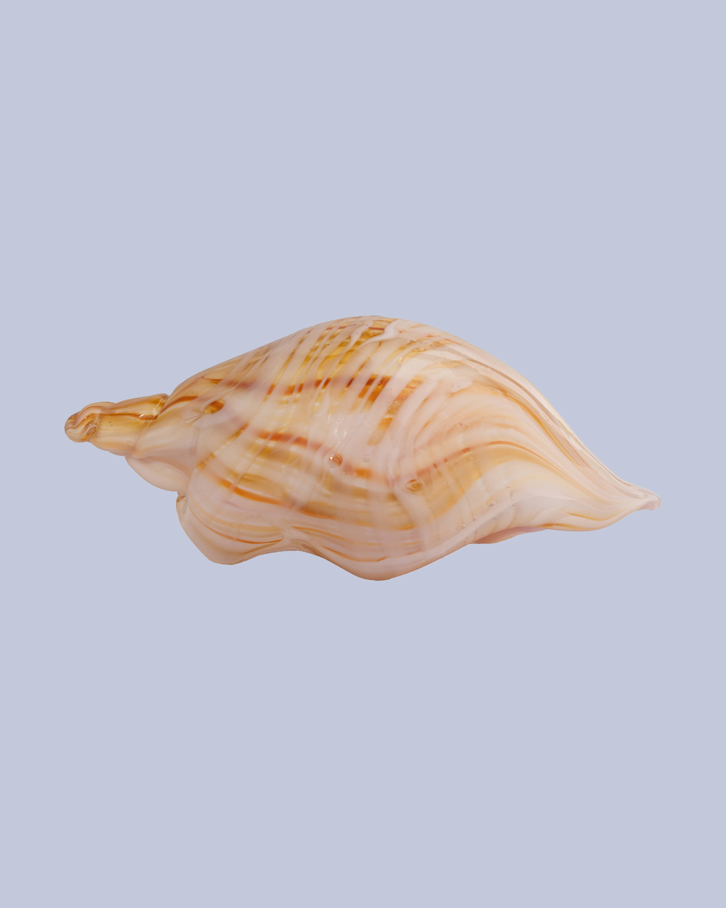 Golden Ribbon Flameworked Glass Seashell