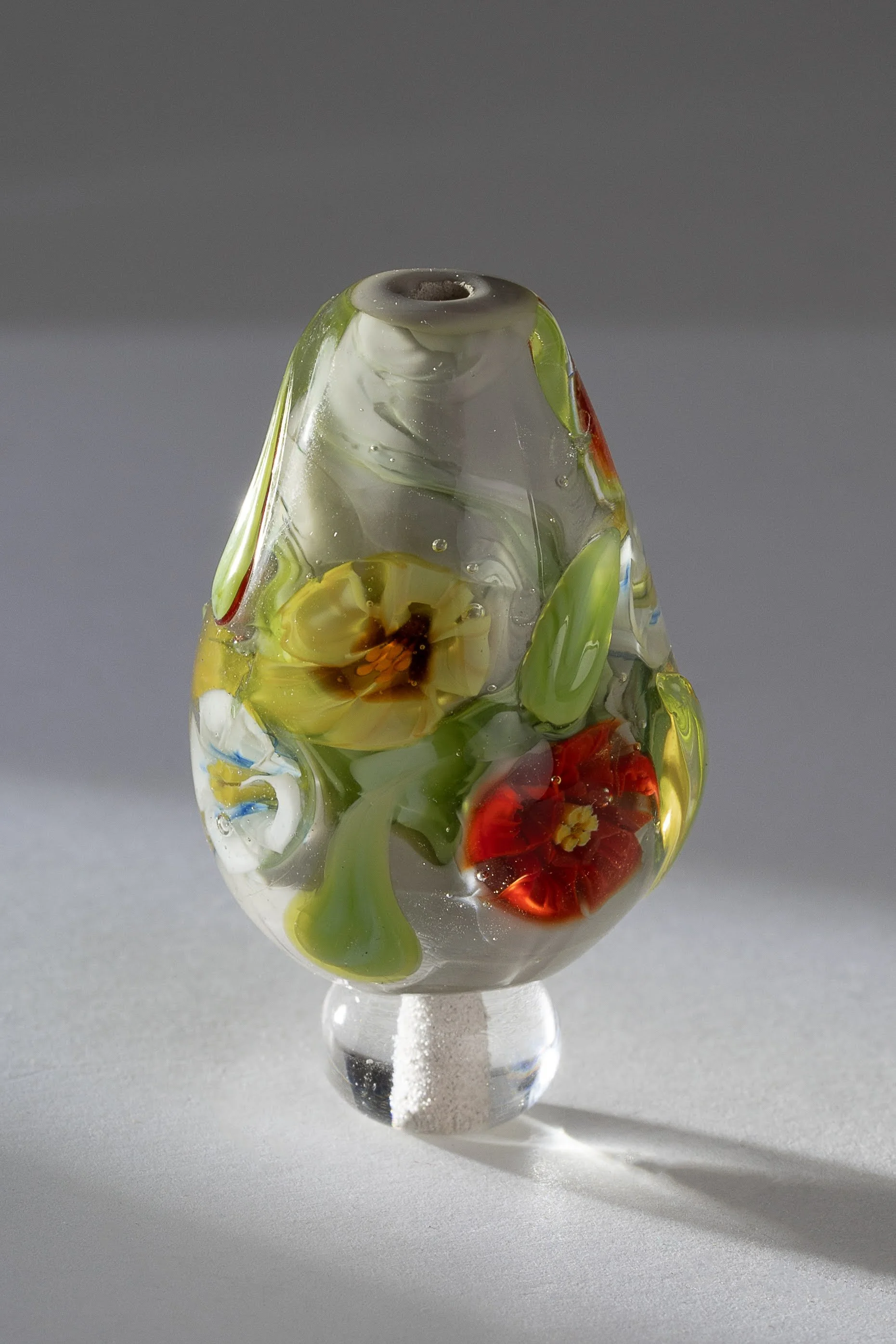 Multicolor Floral Flameworked Glass Bead