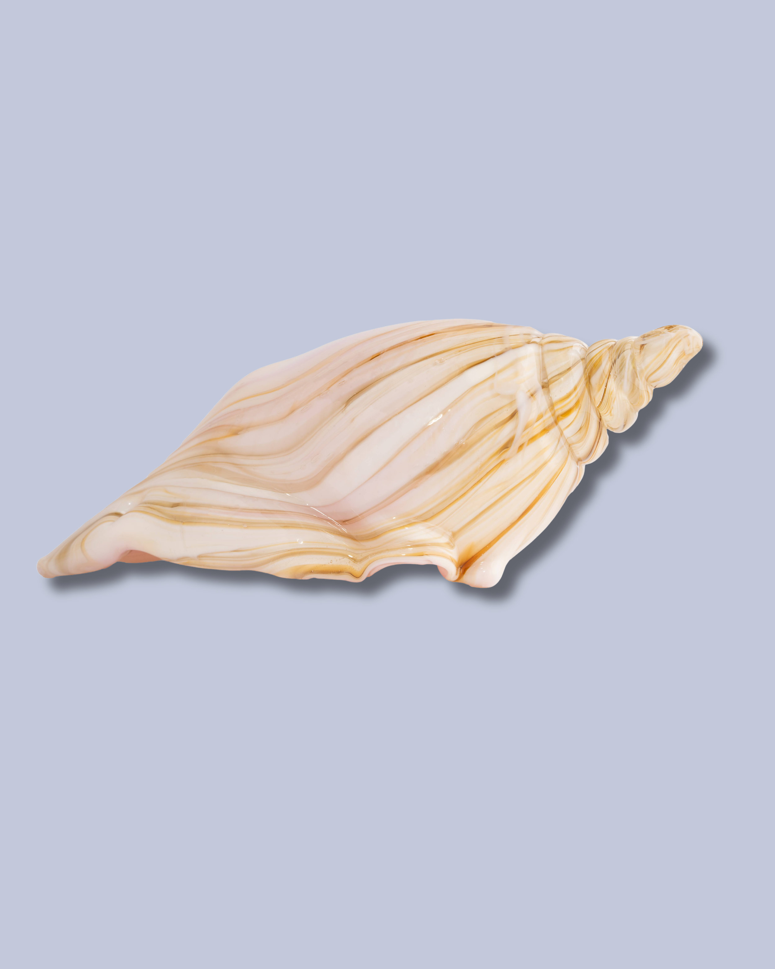Taupe Wave Flameworked Glass Seashell