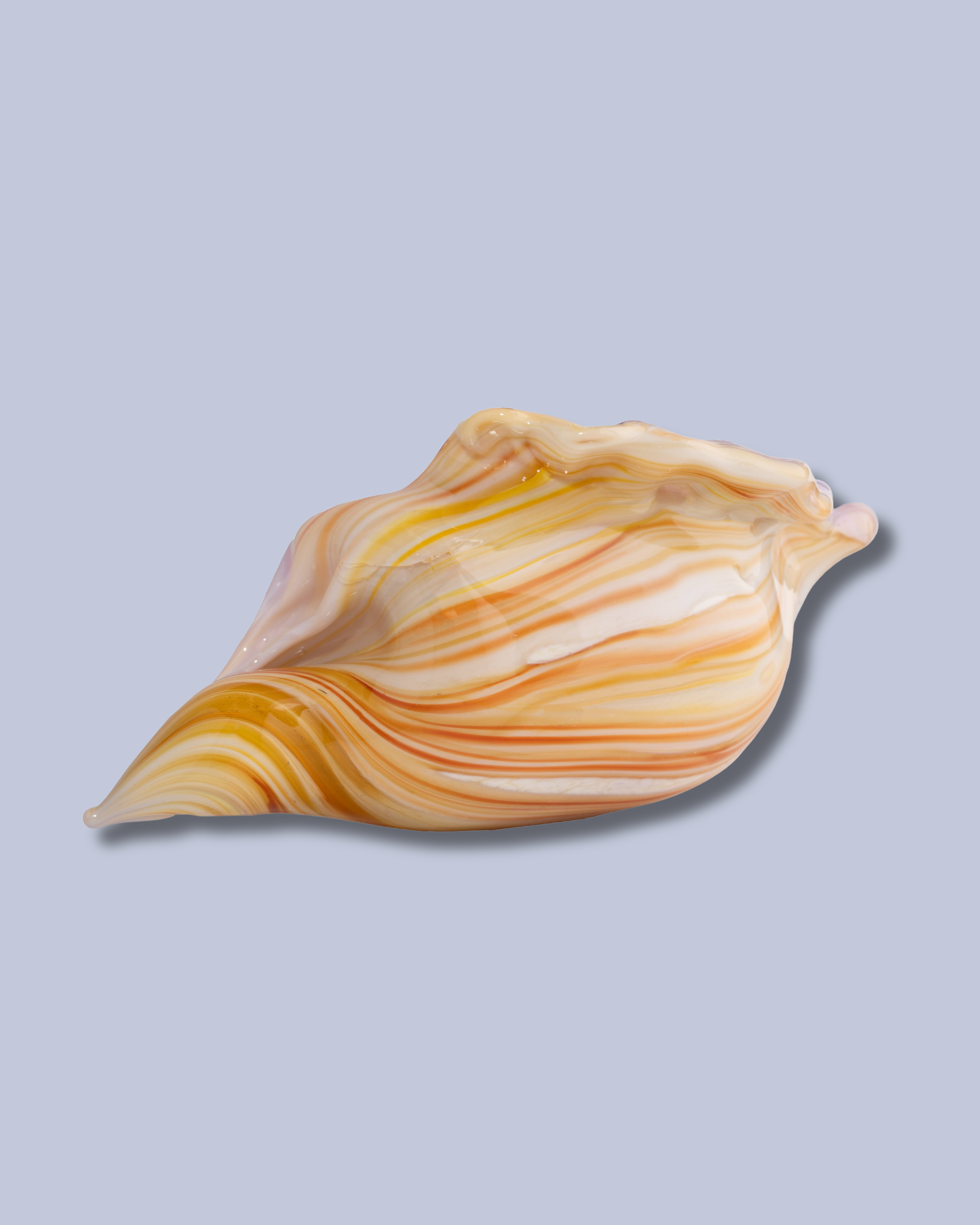 Amber Ribbon Flameworked Glass Seashell