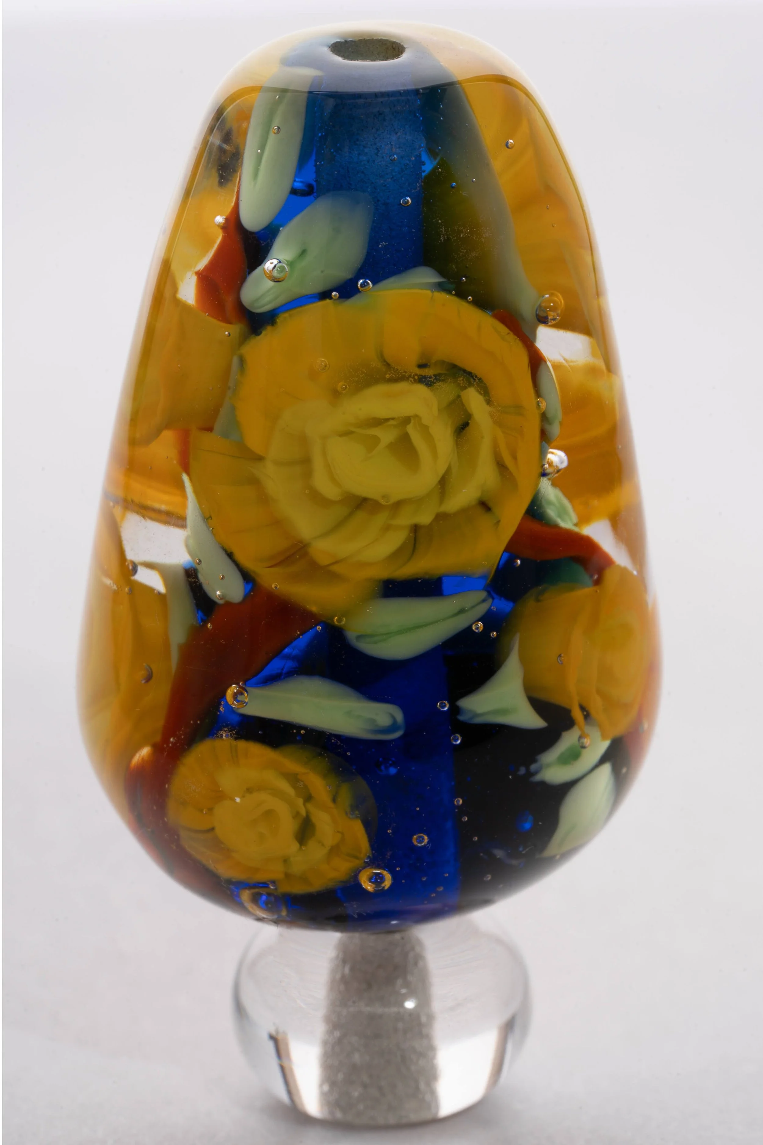 Yellow Rose Flameworked Murrini Glass Bead