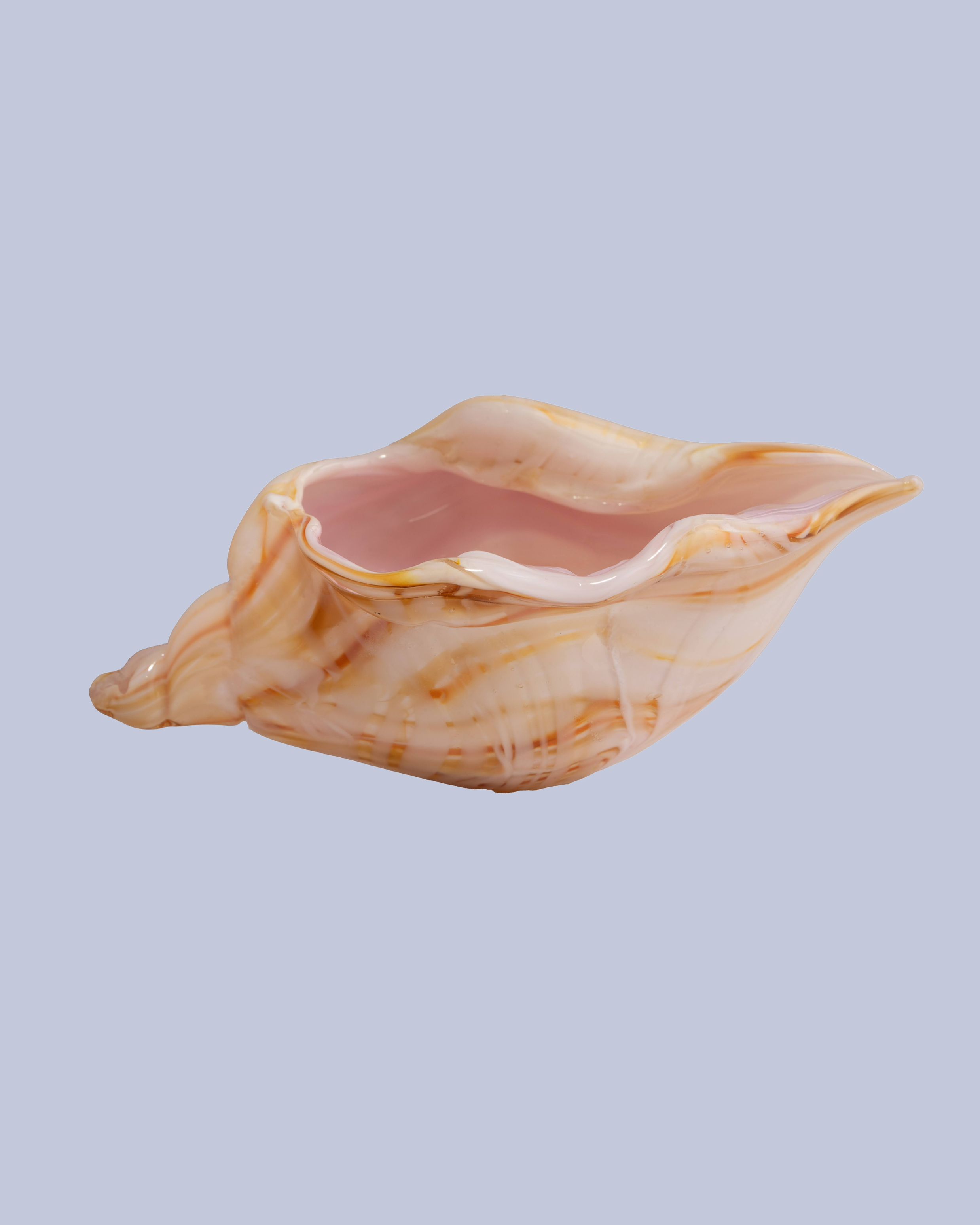 Golden Ribbon Flameworked Glass Seashell