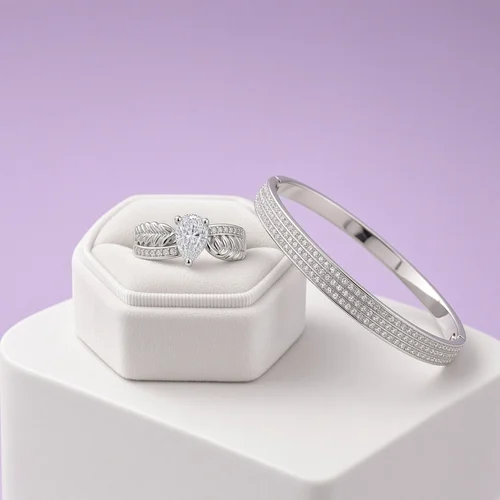 Christmas Box Six: silver-tone bangle and ring