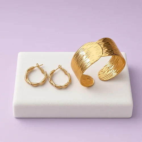 Christmas Box Seventeen: gold-plated bangle and earrings