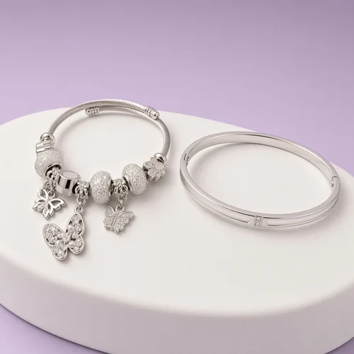 Christmas Box Thirteen: silver-tone bracelet and bangle