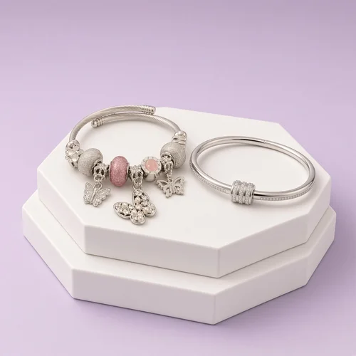 Christmas Box Fourteen: silver-tone bracelet and bangle