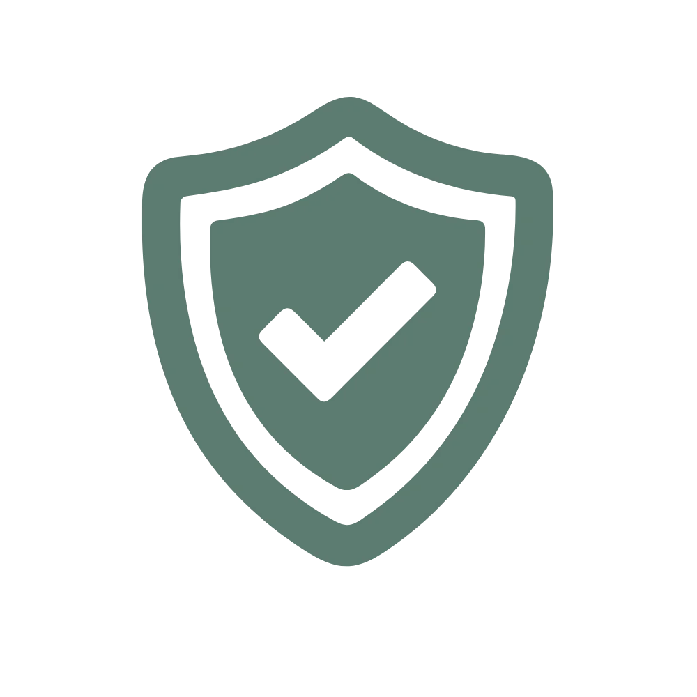 Icon of a shield with a check mark in the center, symbolizing protection or security.