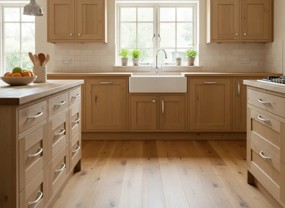 Firefly_Gemini Flash_Lever-style handles__A kitchen showing lever-style handles on drawers and cabinet doo 270339.webp