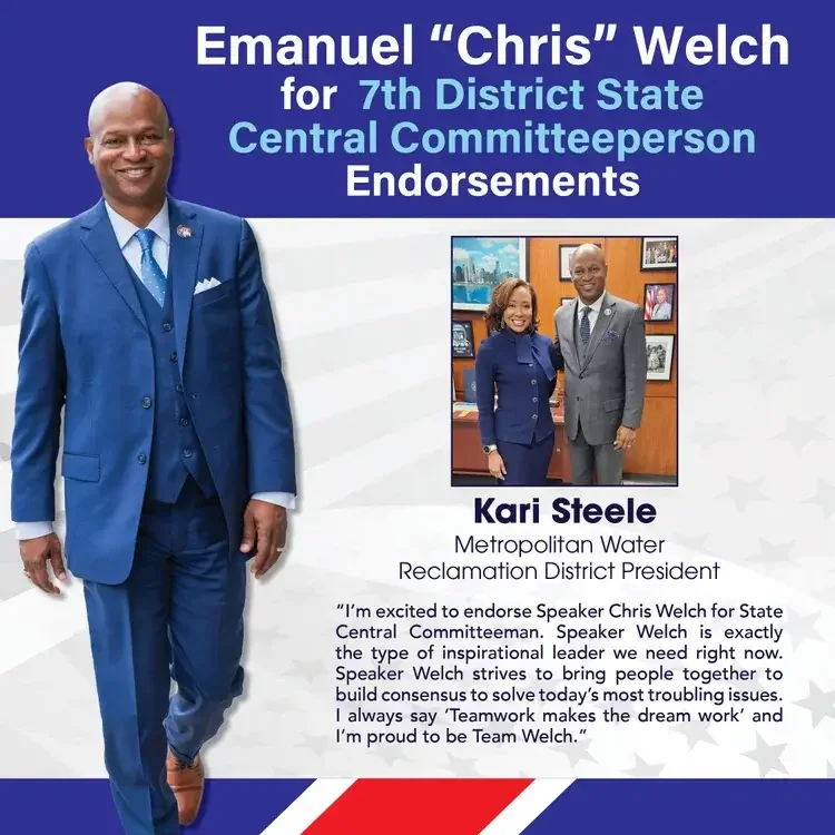 MWRD President Kari Steele with Welch for Central Committeeman