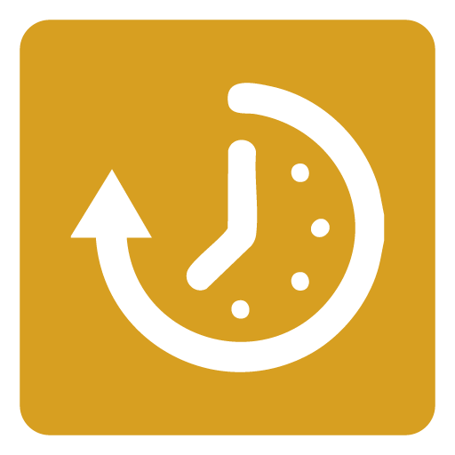 Icon of a clock with an arrow circling around it indicating time or timing.