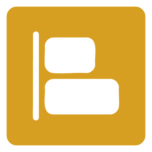 A brown and white icon of a bookshelf with two books.