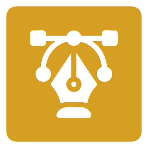 Icon of a computer graphics tablet with a pen tool overlay