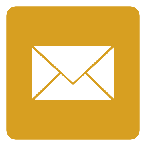 Icon of a white envelope on a gold background, representing email or messaging.