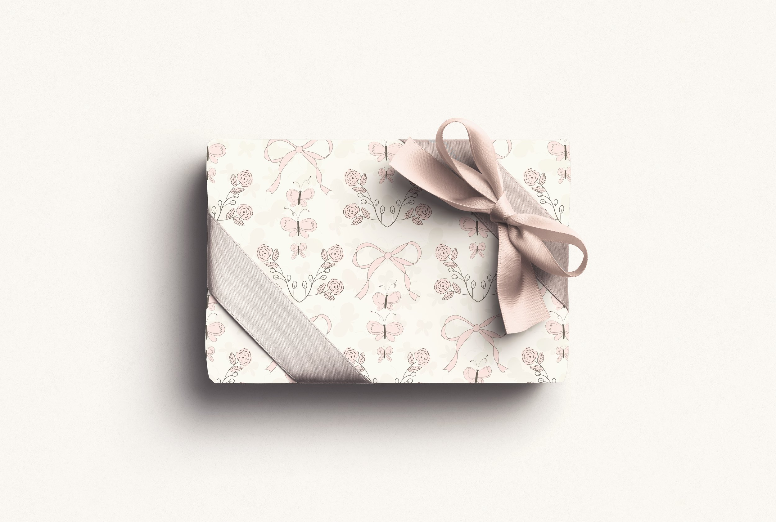 Rose & Ribbon Wrapping Paper - Ballet Blush