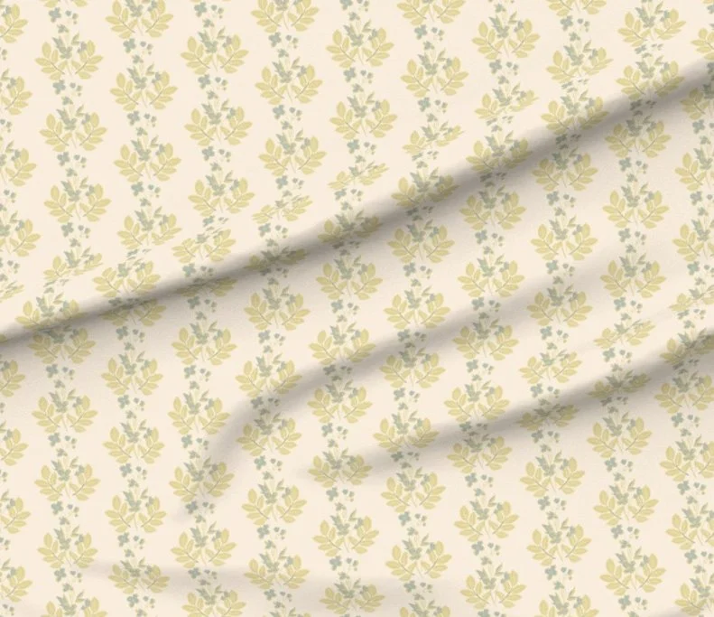 Yellow and blue block print stripe textile design by A Peek Behind the Kirton