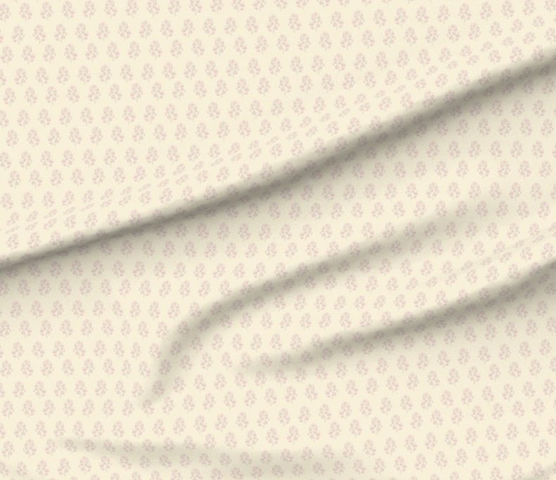 Simple pink and ecru block print textile design by A Peek Behind the Kirton