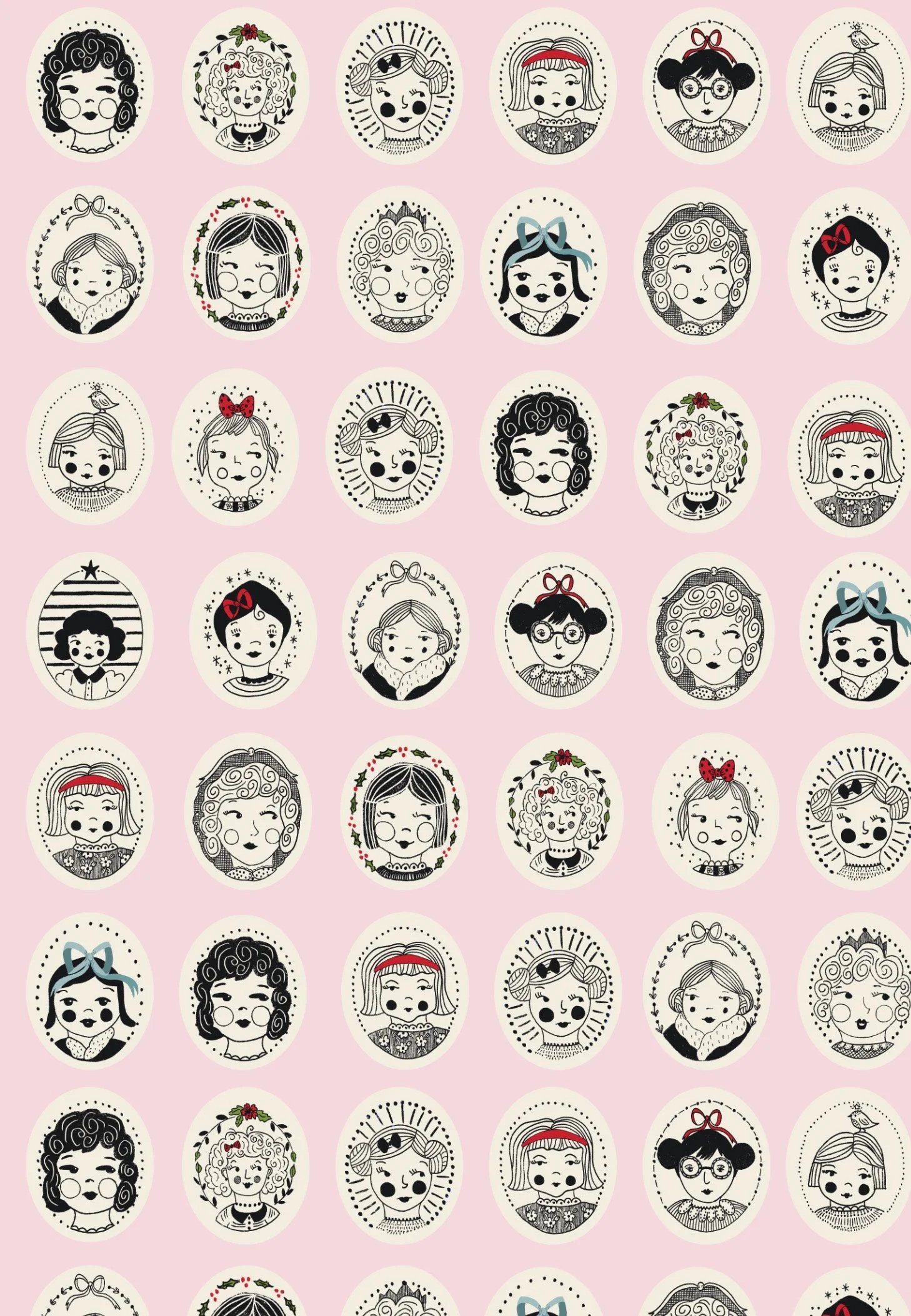 Little faces textile design by A Peek Behind the Kirton