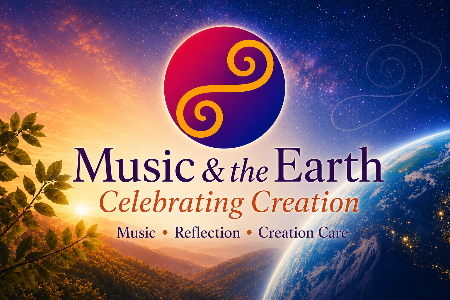 Earth and space image with logo of a musical note.