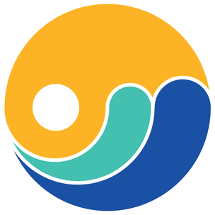 A stylized circular logo for Eat the Change Project™ with a yellow sun, teal wave, and dark blue ocean, separated by white lines.