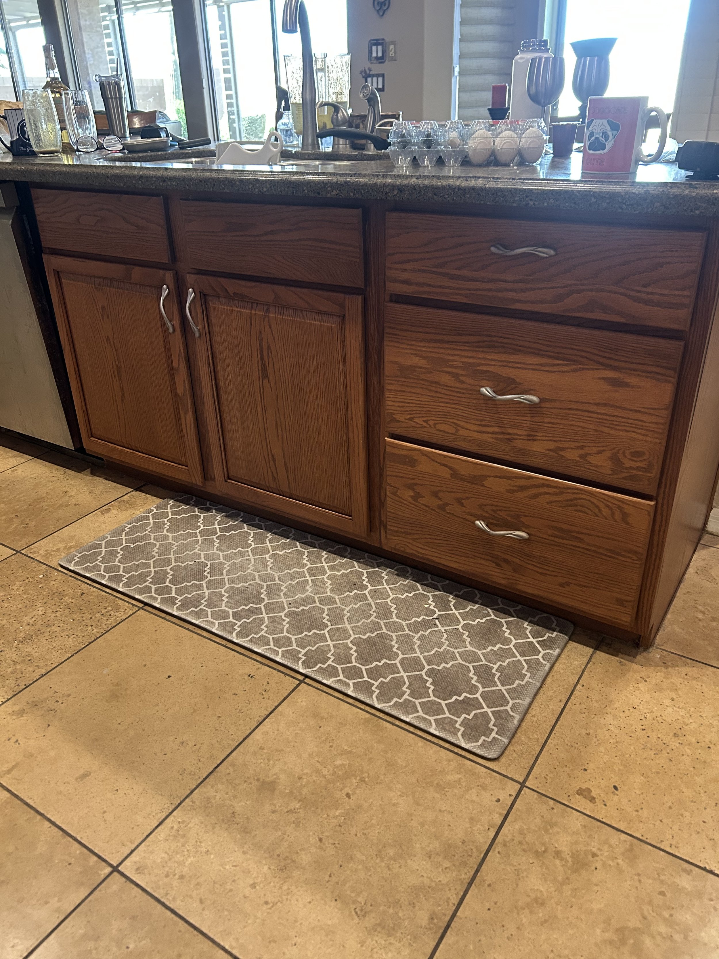 Our team came in and matched the existing color perfectly. Look at the beautiful grain pattern that was washed away! (Surprise, AZ)