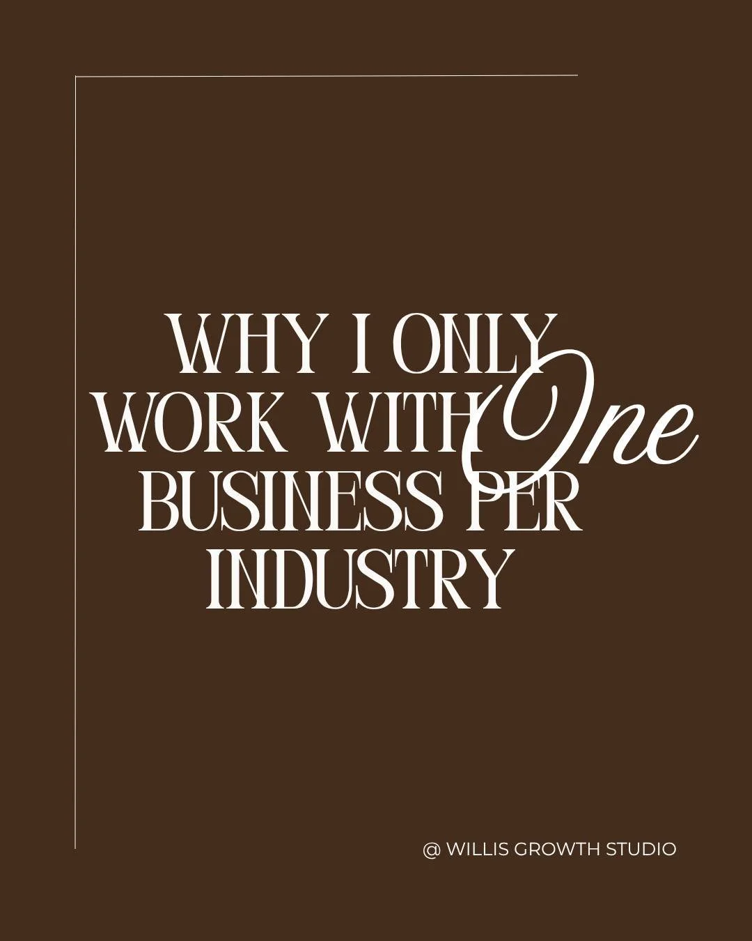 One of the questions I get asked is why I turn away businesses that compete with my current clients. The answer is simple: that's the kind of business I would want if I were the client.

When someone hires Willis Growth Studio, I become an extension 