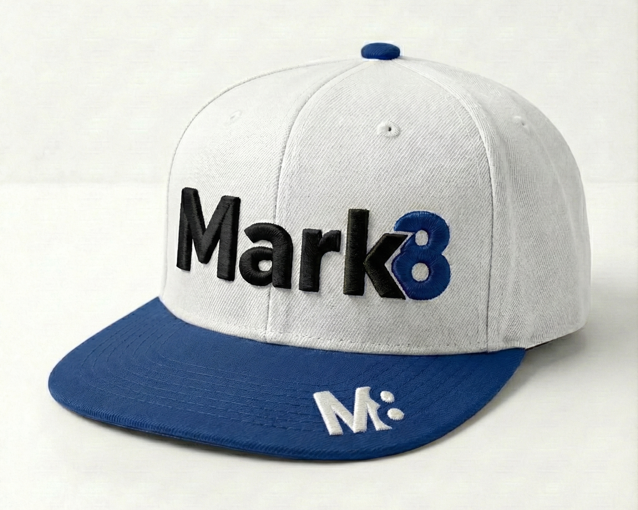 Structured flat brim snapback featuring a two-tone crown and bold 3D embroidery. Designed for brands that want high visibility and clean contrast in modern headwear.