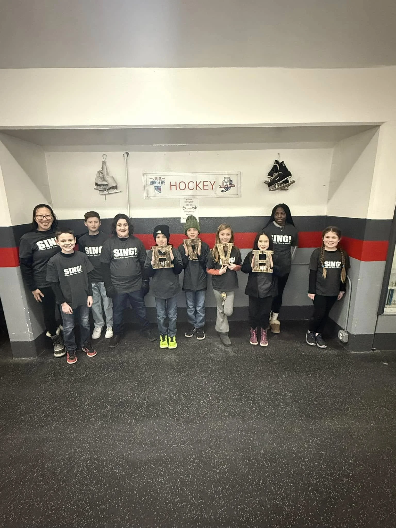 Just before our National Anthem performance at the HV Venom Hockey Game