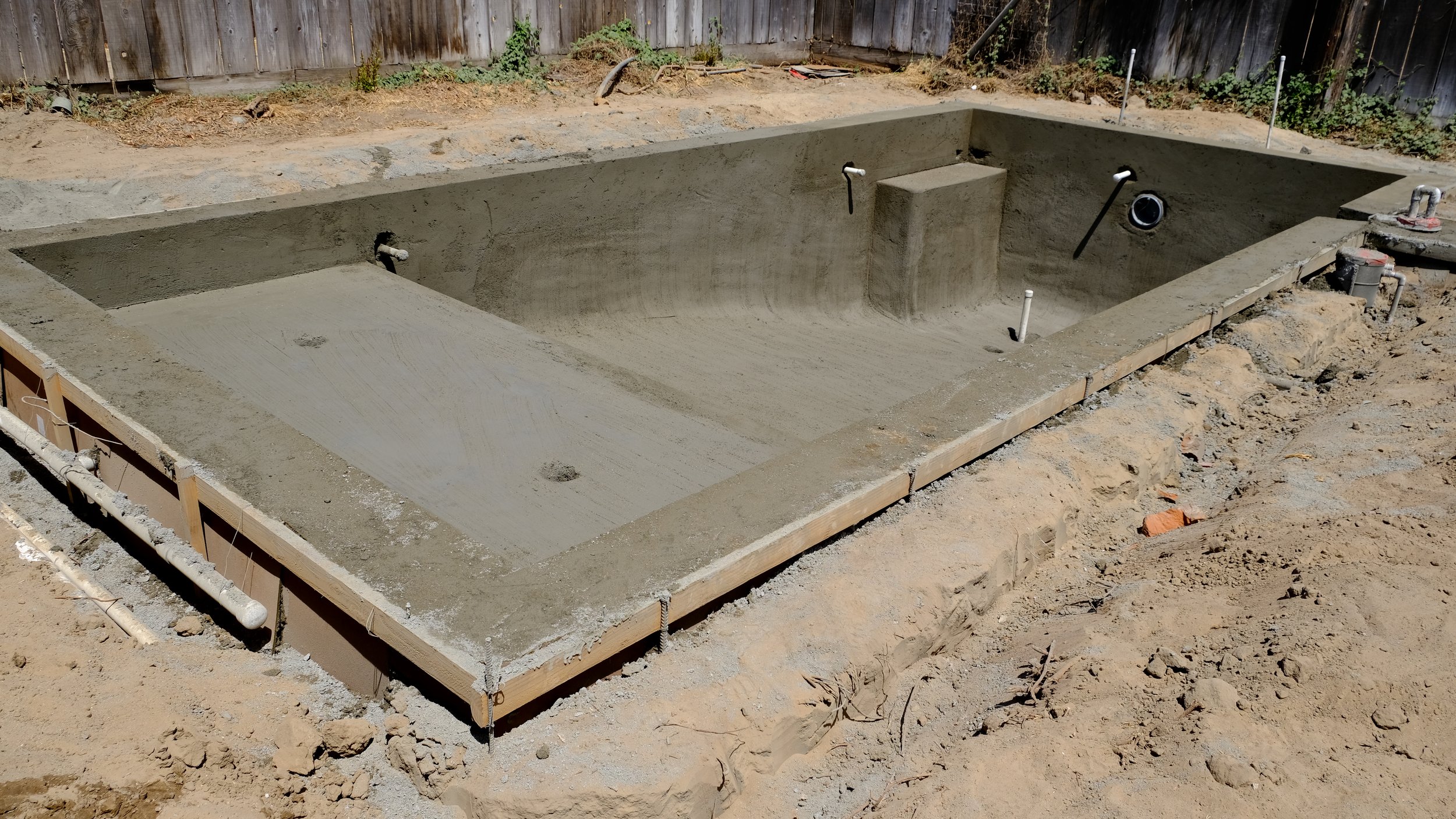 Gunite pool shell during construction by NorCal Pools Inc in Northern California