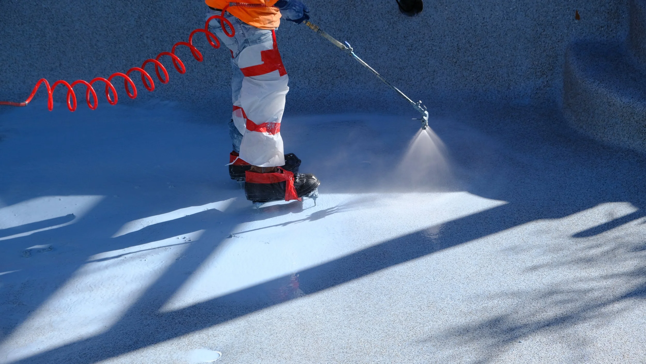 Pool resurfacing process during remodel by NorCal Pools Inc in Atherton Northern California